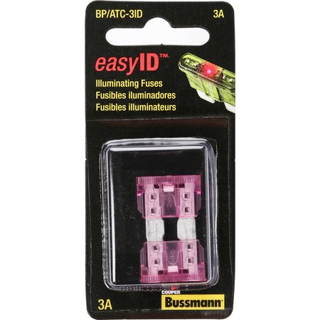 EATON BUSSMANN EasyID 3 amps Illuminating Fuse , 2PK BP/ATC-3ID